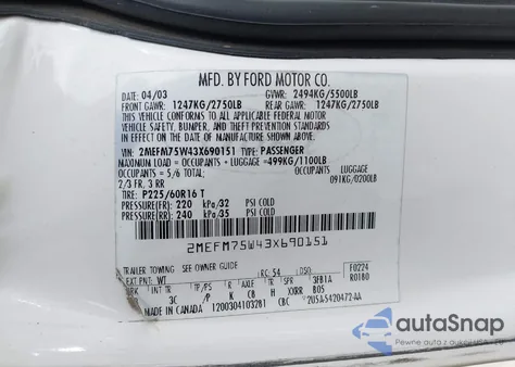 2003 Mercury Grand Marquis Ls z USA, uszkodzony, nr VIN 2MEFM75W43X690151